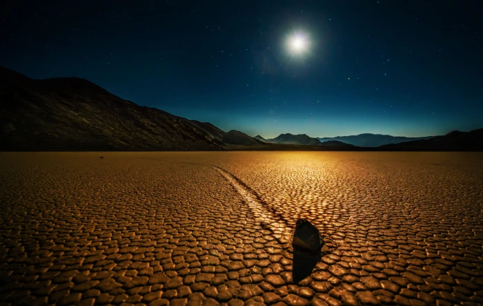 brown soil near mountain during nighttime Mysterious Rock Death Valley california 2k 4k 5k