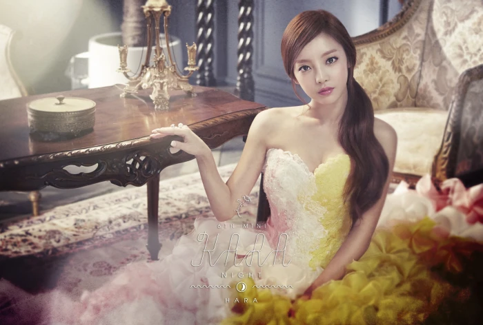 Kara K pop Asian Hara Korean women strapless dress redhead 2k 4k 5k