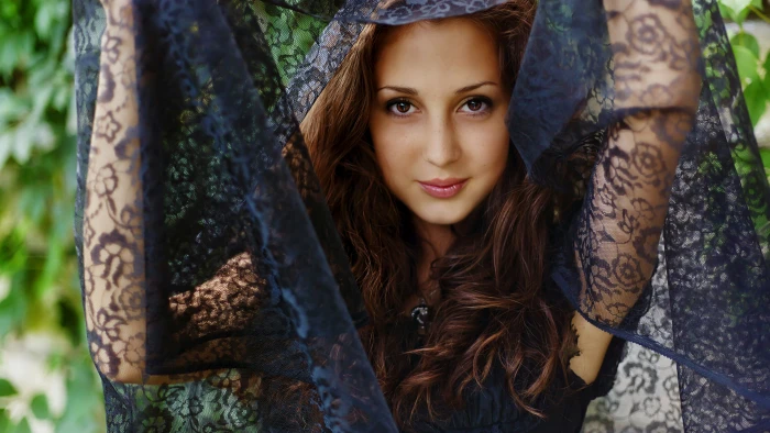mysterious brunette wallpaper portrait looking at camera 2k 4k 5k 8k