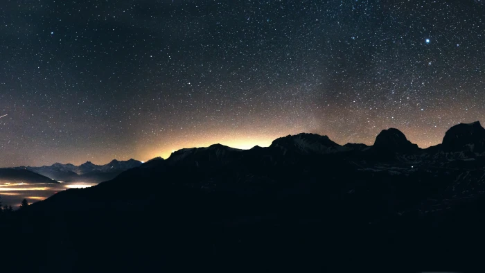 silhouette of mountain night sky mountains 2k 4k 5k 8k