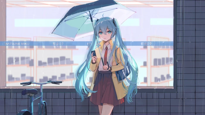Hatsune Miku anime cute girl umbrella 2k 4k 5k