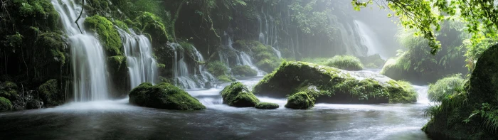 Waterfall nature green amazing dual monitor widescreen wide screen multiple 2k 4k 5k