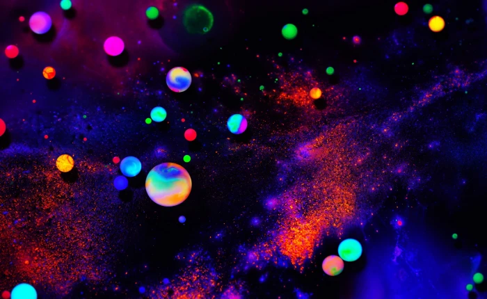 Colorful Neon Paint Aero Bubbles Artwork Macro liquid oilpaint 2k