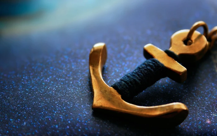 gold colored navy pendant anchor anchors 2k