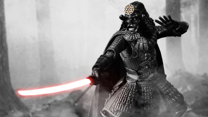 Samurai wallpaper toy Star Wars figurine Darth Vader plastic 2k 4k