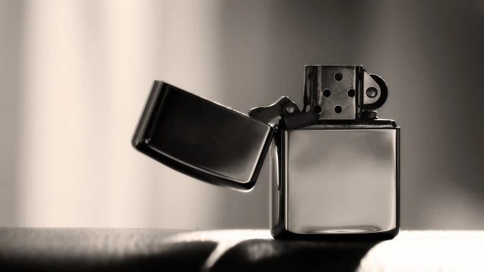 silver flip top lighter untitled closeup zippo macro monochrome 2k