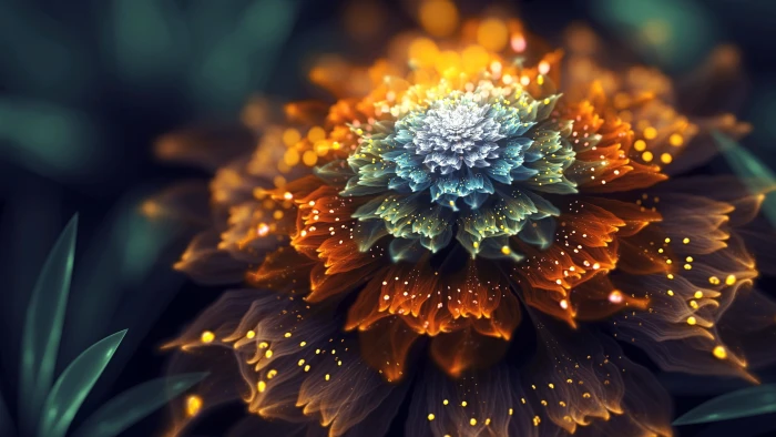 orange and blue flower digital wallpaper fantasy art fractal flowers 17 2k