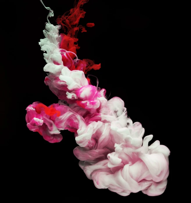 white and red smoke graphic art water ink black background 2k