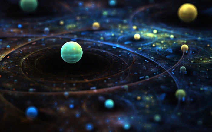 yellow and green spheres digital wallpaper space Solar System 2k