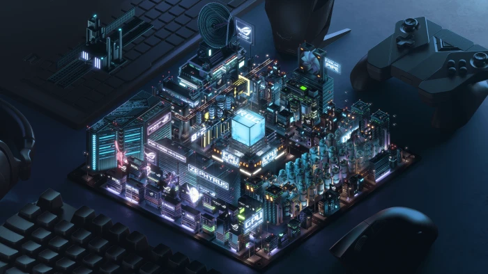 Motherboard Neon City desktop pc wallpaper 2k 4k