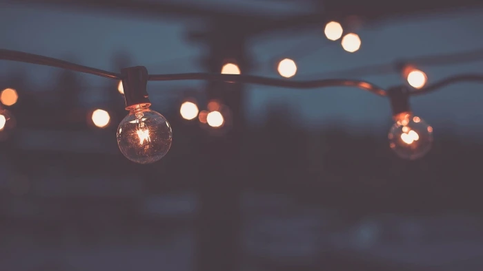 black string lights brown depth of field bokeh 2k
