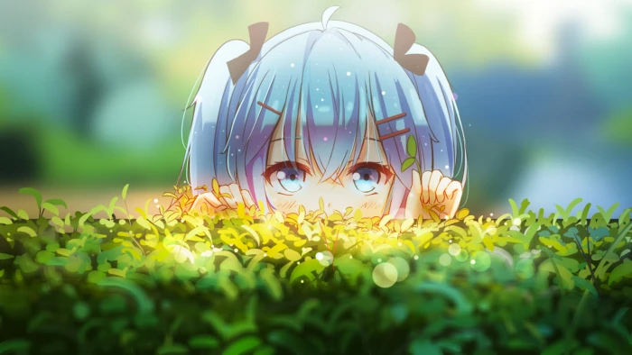 blue haired anime character female animal illustration 14 2k
