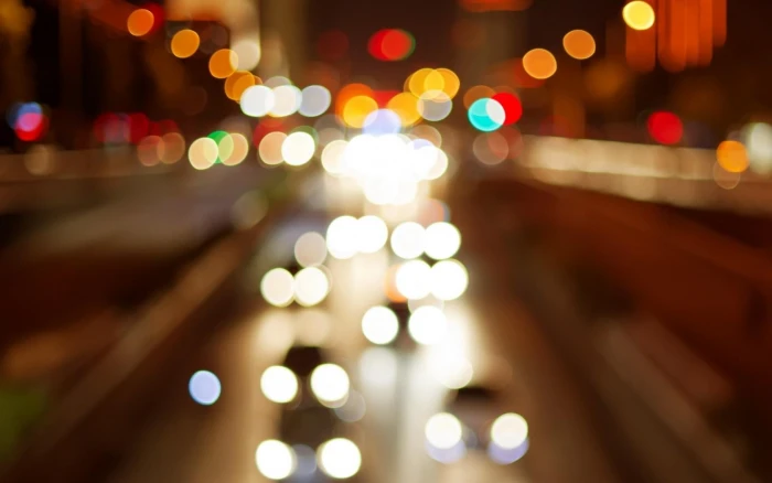 Bokeh Lights Cars City Night 2k
