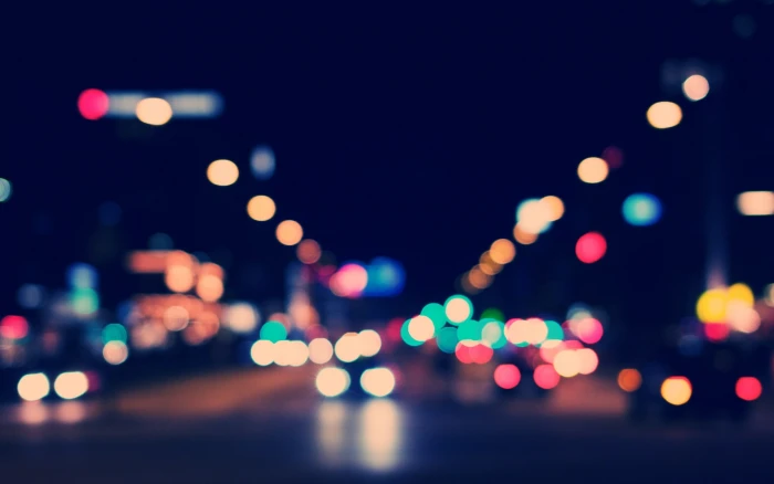 bokeh lights night illuminated city street defocused no people 2k