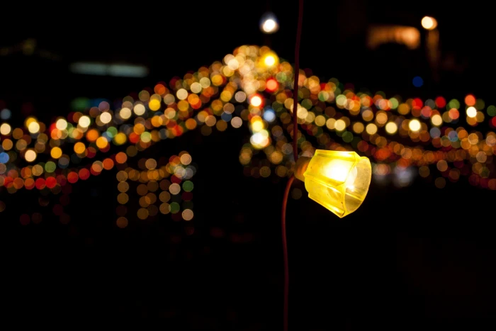 bokeh photography of string lights background abstract christmas 2k 4k