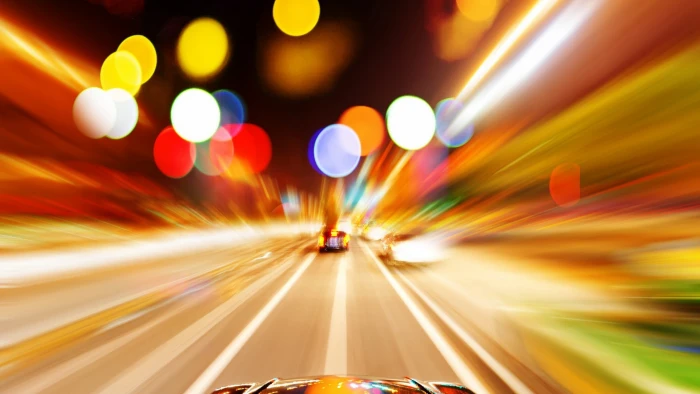 cityscape lights bokeh motion blur colorful traffic car 2k