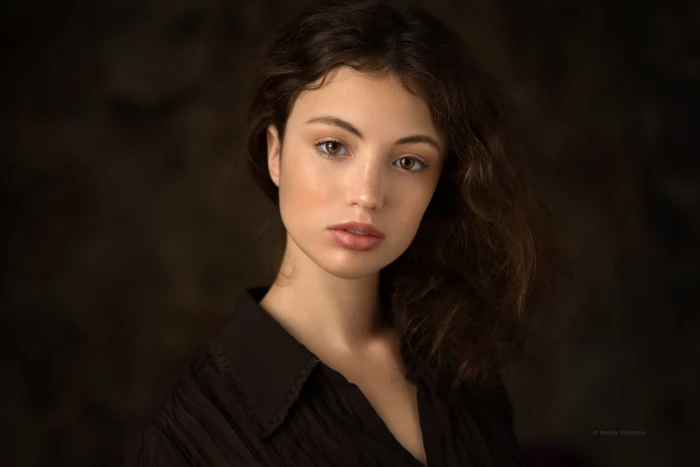 Dennis Drozhzhin women model brunette brown eyes face 2k