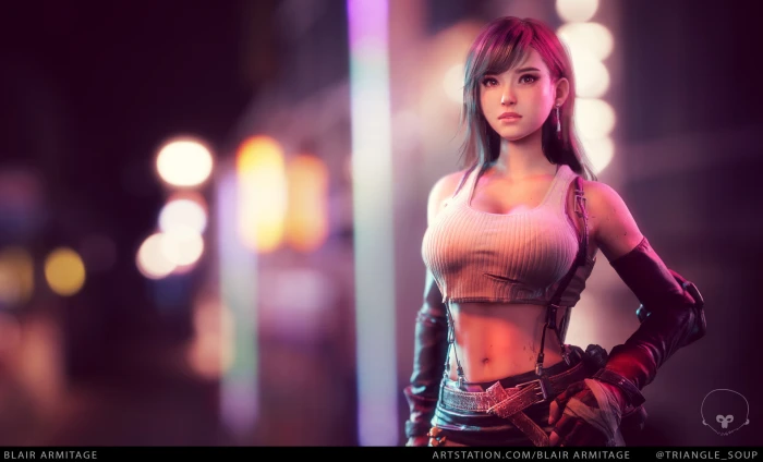 digital art women long hair painting Final Fantasy Tifa Lockhart 40 2k