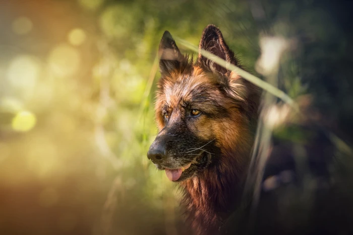 German shepherd face bokeh dog 2k
