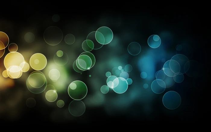 green blue and yellow camera lights effects bokeh digital art 2k