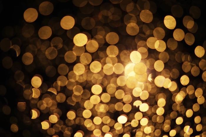 light lights background golden bokeh 2k
