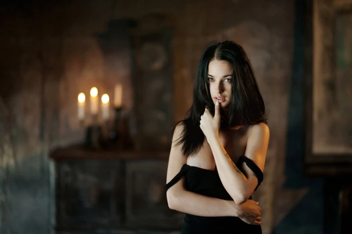 Models Alla Berger Bokeh Brunette Green Eyes Woman 2k