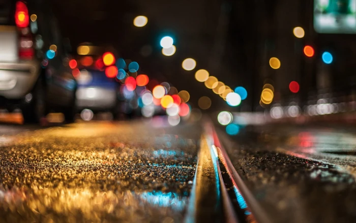 Photography Time lapse Bokeh Light Macro Night Rain Road 2k