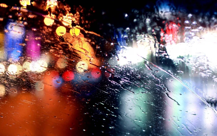rain water on glass bokeh 2k
