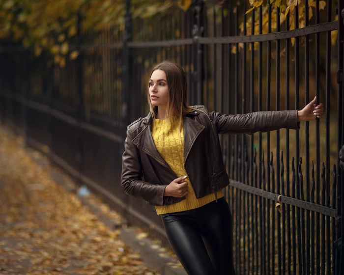 Sergey Sorokin women model portrait outdoors fall depth of field 2k