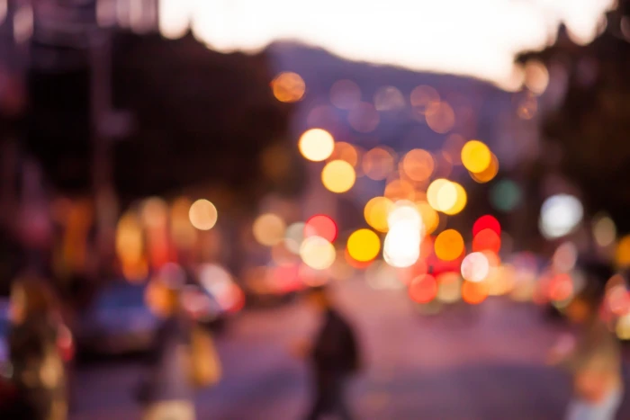 untitled blurred city bokeh lights illuminated street night 2k