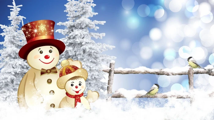 Winters Best Days new years christmas fence trees snowman 2k