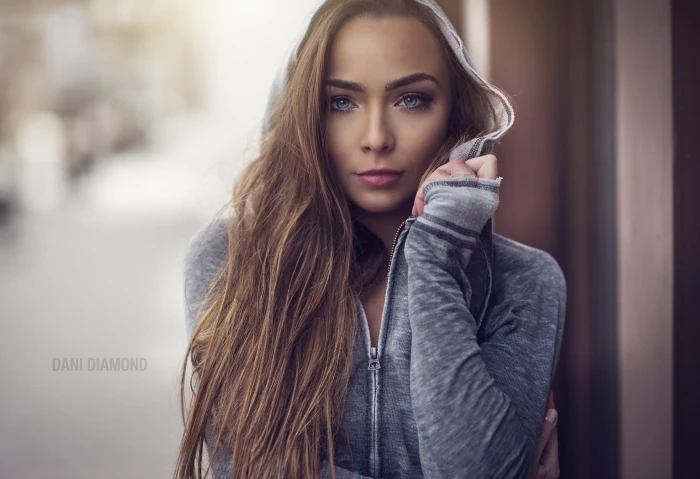 woman in bokeh photography wearing gray full zip jacket women 2k