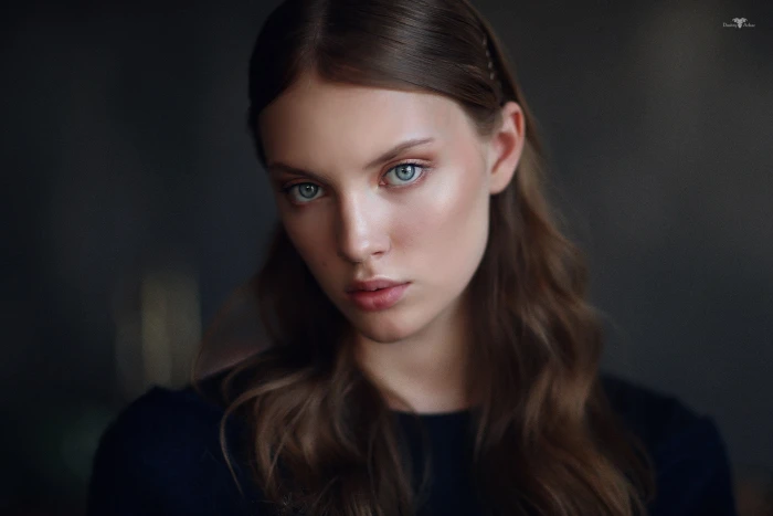 women blue eyes long hair black clothing eyeshadow face 2k