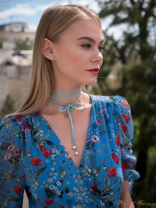 women Nancy A blonde portrait display outdoors bokeh 2k 4k