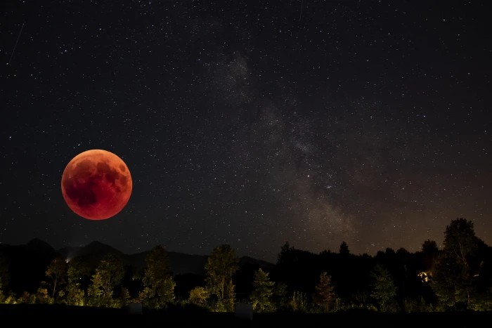 blood moon lunar eclipse night moonlight sky mystical 2k 4k 5k