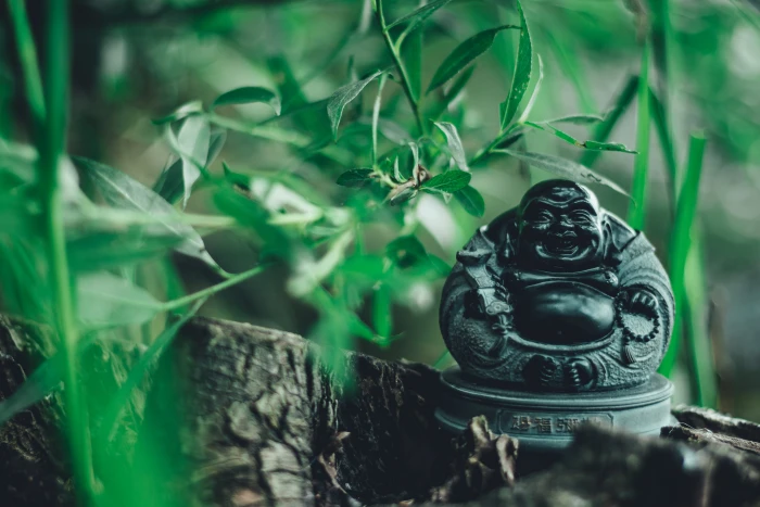 Budai figurine close up photo buddha religion laughing 2k 4k 5k