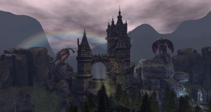 castle and dragon illustration mystical fantasy dragons fairytale 2k