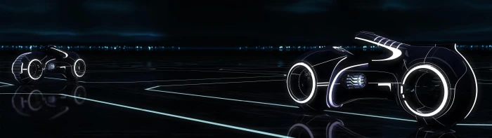 black and white robotic motorcycle digital wallpaper Tron Legacy 40 widescreen dualmonitor dualscreen 2k 4k