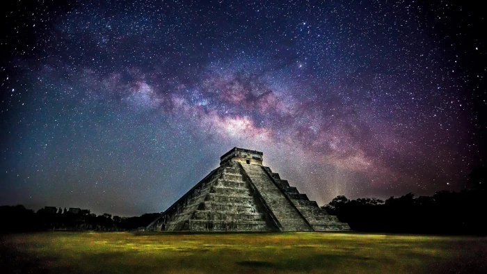 ancient night sky starry mexico kukulcan pyramid 23 2k 4k