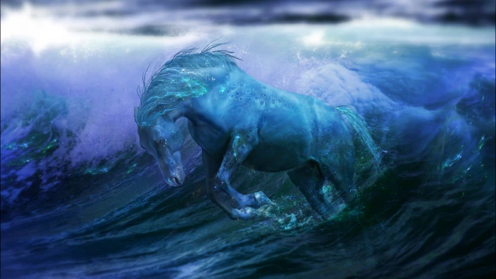 artwork sea horse imagination mystical creature 2k 4k 5k 8k
