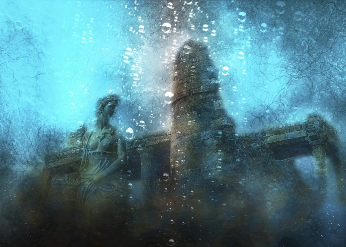 atlantis sea ruins water underwater ancient old rock 2k