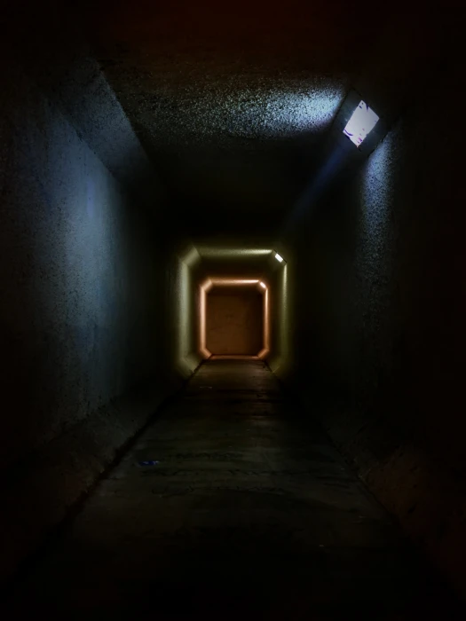 black tunnel spooky mysterious mystic dark underground light 2k