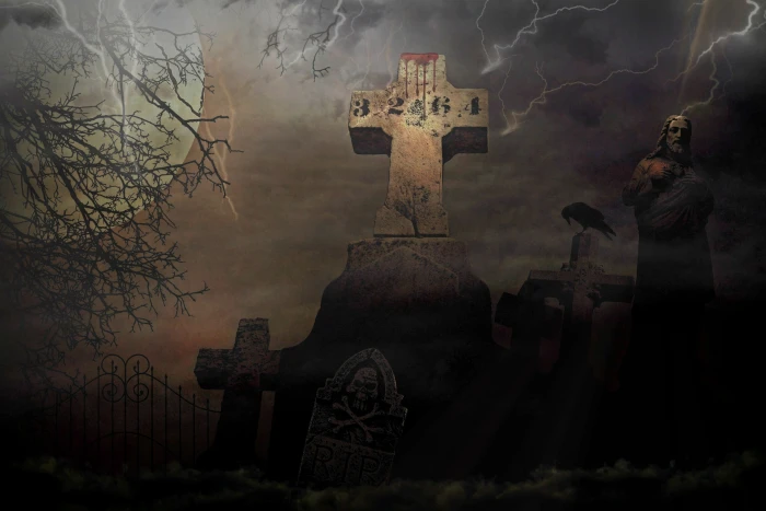 cemetery illustration grave stones graves creepy sculpture 2k