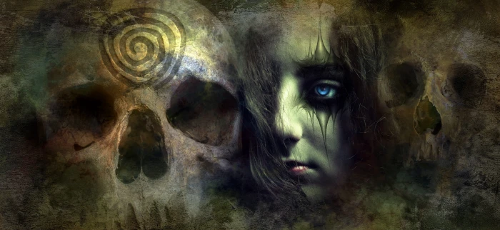fantasy portrait girl skull mysterious face magic dream 2k 4k 5k