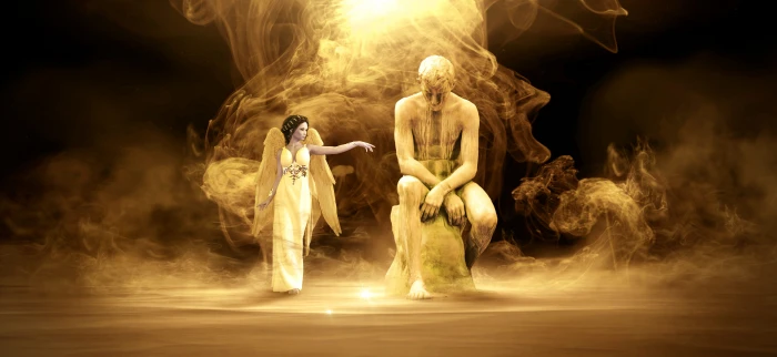 fantasy scene light woman statue fantastic magic fairy tales 2k 4k 5k