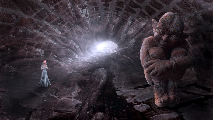 fantasy tunnel kobold light princess woman mystical fairytale 2k 4k 5k