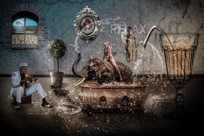 fun bathing bad swim composing fantasy bizarre surreal 2k 4k