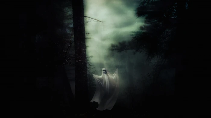 ghost in forest during night time spirit halloween spooky 2k 4k 5k