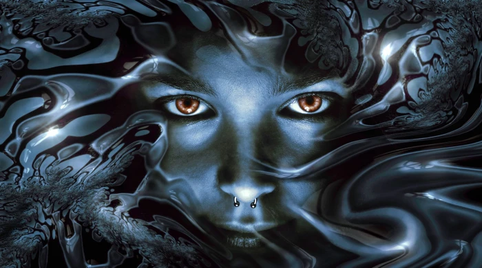 human face illustration view metallic shiny eyes noble head 2k