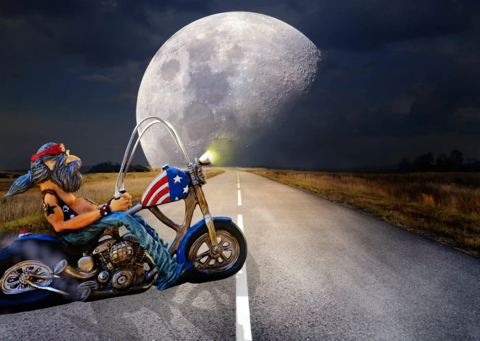 man riding cruiser motorcycle illustration biker motorcyclist 2k